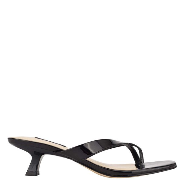 Nine West Marigol Thong Black Heeled Sandals | South Africa 37W79-5H60